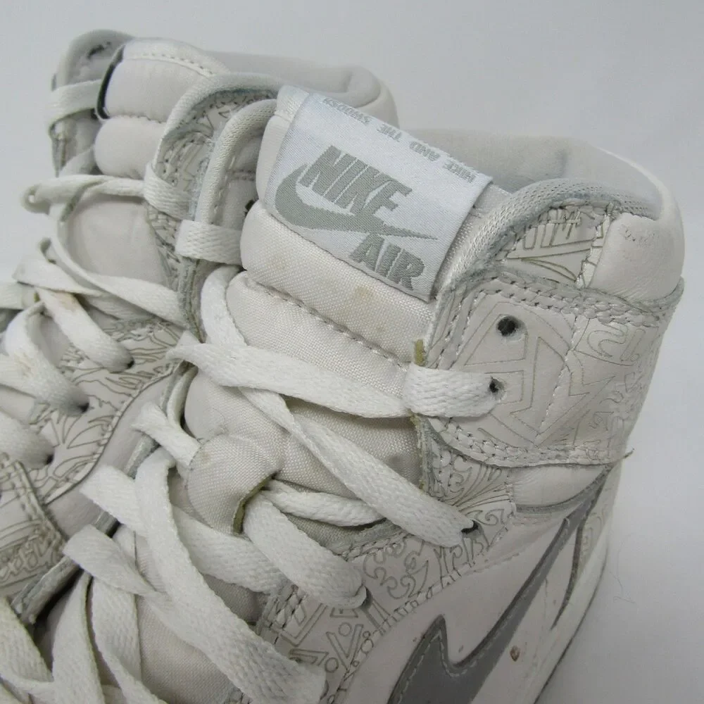 Nike Air Jordan 1 Retro OG High Laser White Metallic Silver 705289-100 Size 12